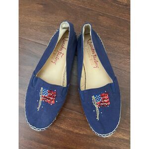 Quacker Factory Sequin Flag Espadrilles Womens 4th of July Shoes Navy Size 7.5